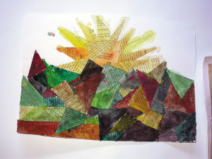"Sonne hinter Bergen", ca 25x35 cm, Erstellt 02/2004