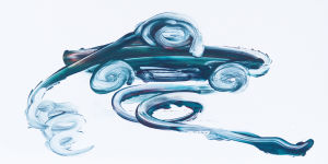 "Wie ein Auto", Acryl auf Kunststoff, 15x30 cm, Erstellt 02/2009