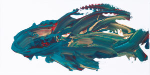 "Reptil - Fisch", Acryl auf Leinwand, 15x35 cm, Erstellt 02/2009